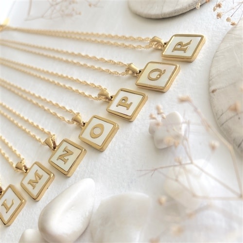 Pika & Bear Carrie Mother of Pearl Alphabet Necklace