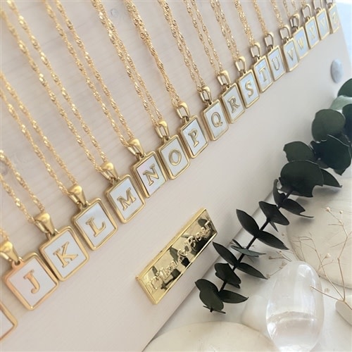 Pika & Bear Carrie Mother of Pearl Alphabet Necklace