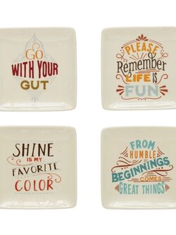 Creative Co-Op Square Stoneware Plate With Saying