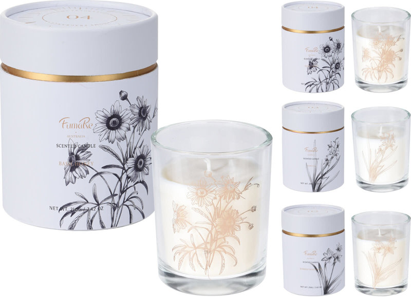 Scented Wax Candle In Glass Assorted
