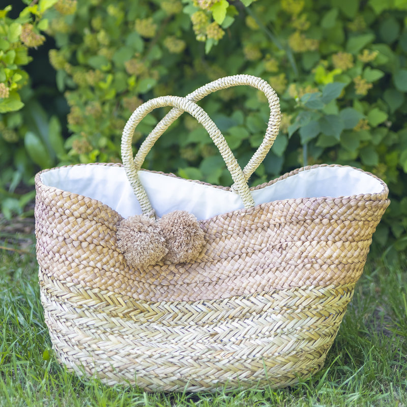 Seagrass Bag With Pompoms