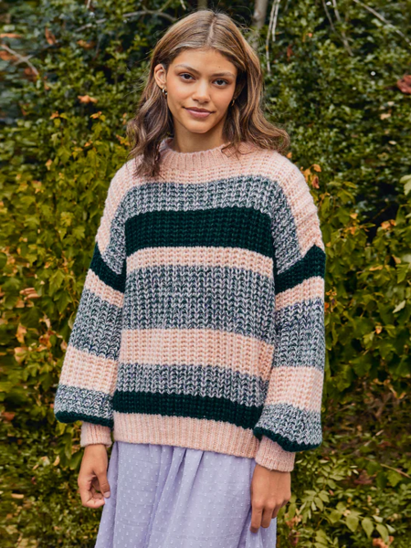 Cara & The Sky Louise Mix Twist Stripe Sweater