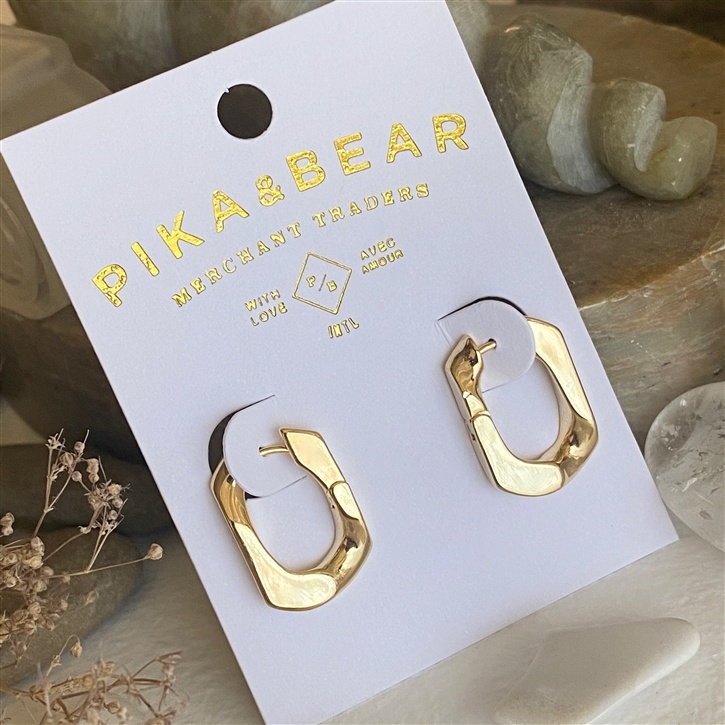 Pika & Bear Cubanos Wavy Rectangular Hinge Hoops