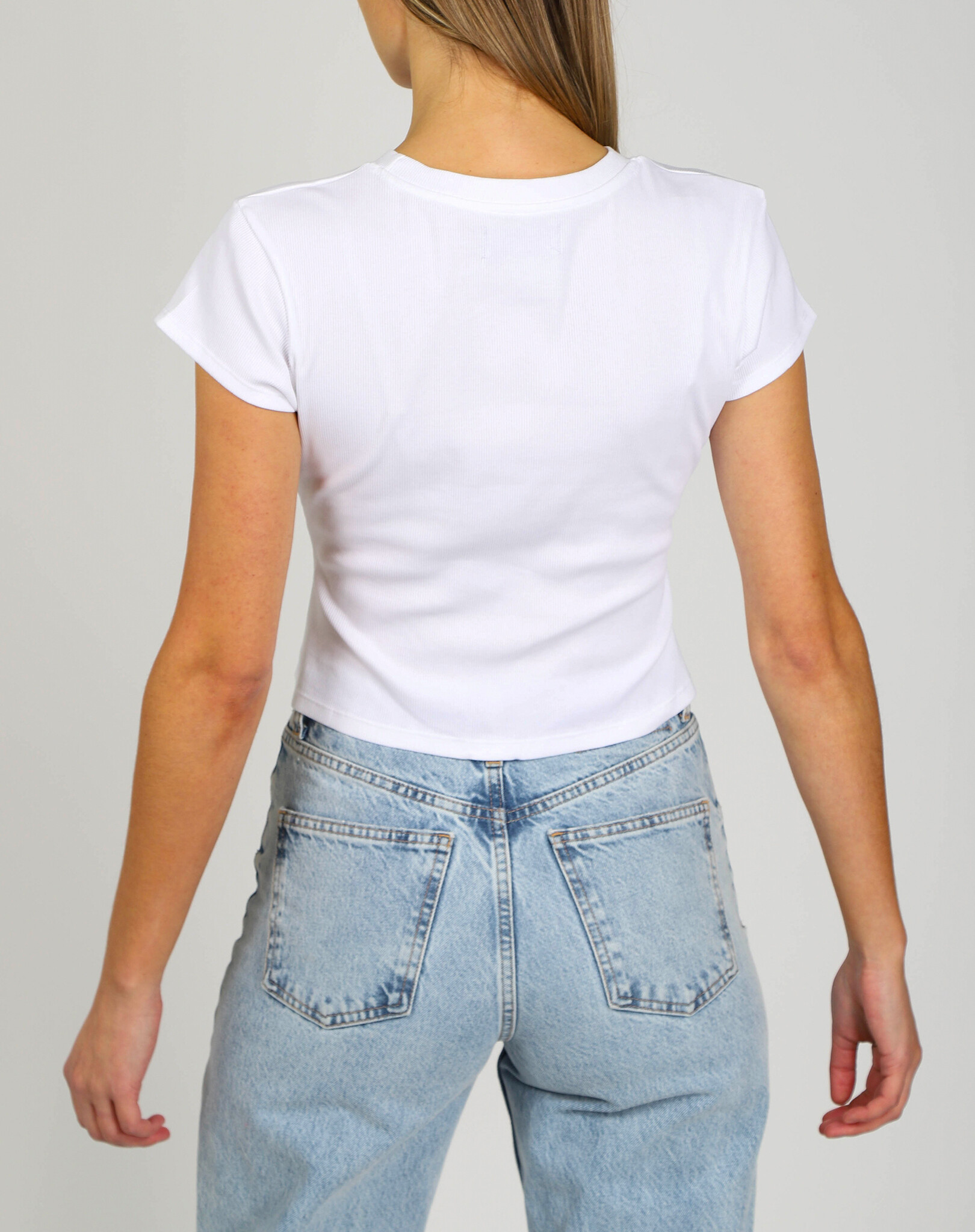 Brunette The Label Cropped Ribbed Fitted Tee