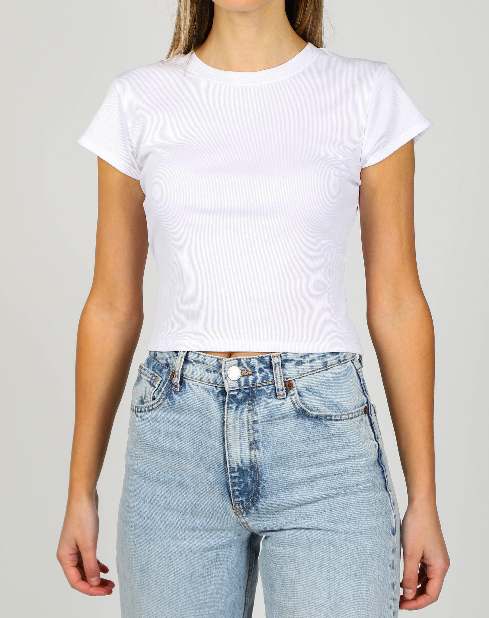 Brunette The Label Cropped Ribbed Fitted Tee