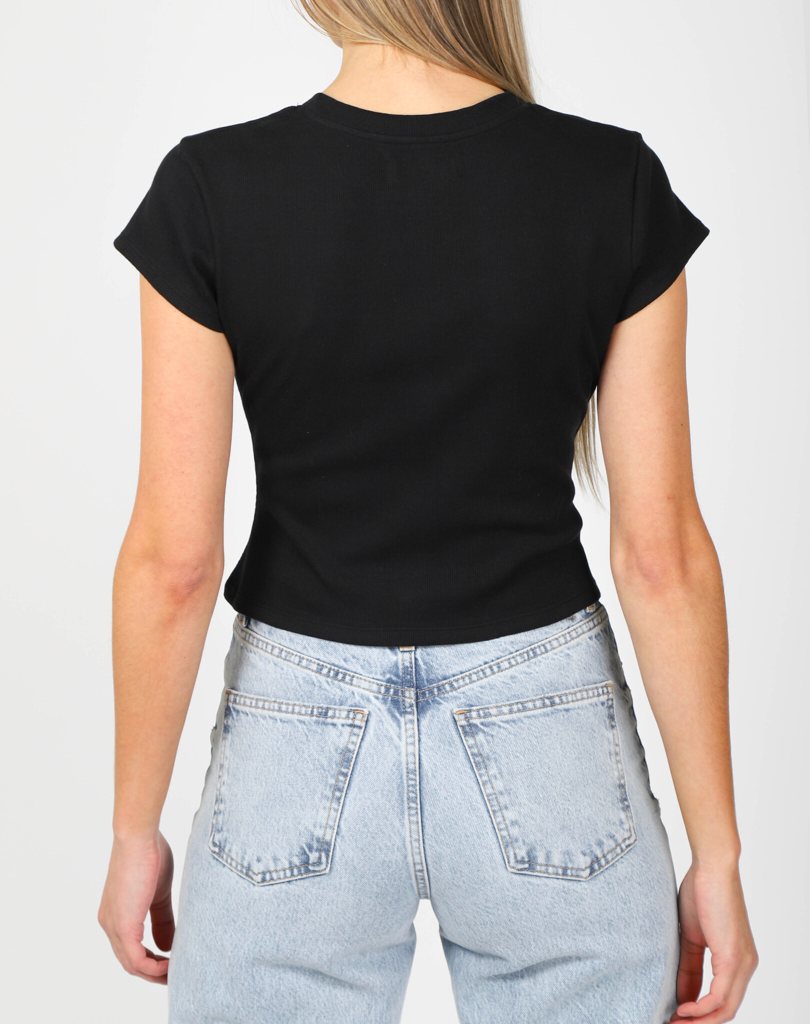 Brunette The Label Cropped Ribbed Fitted Tee