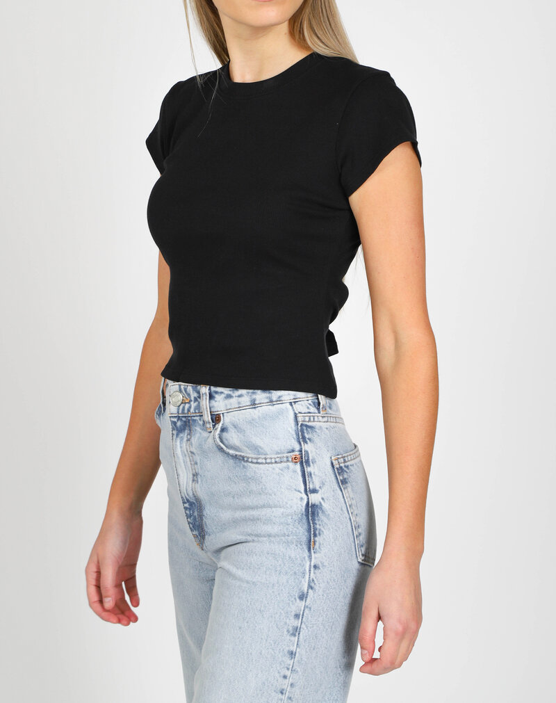 Brunette The Label Cropped Ribbed Fitted Tee