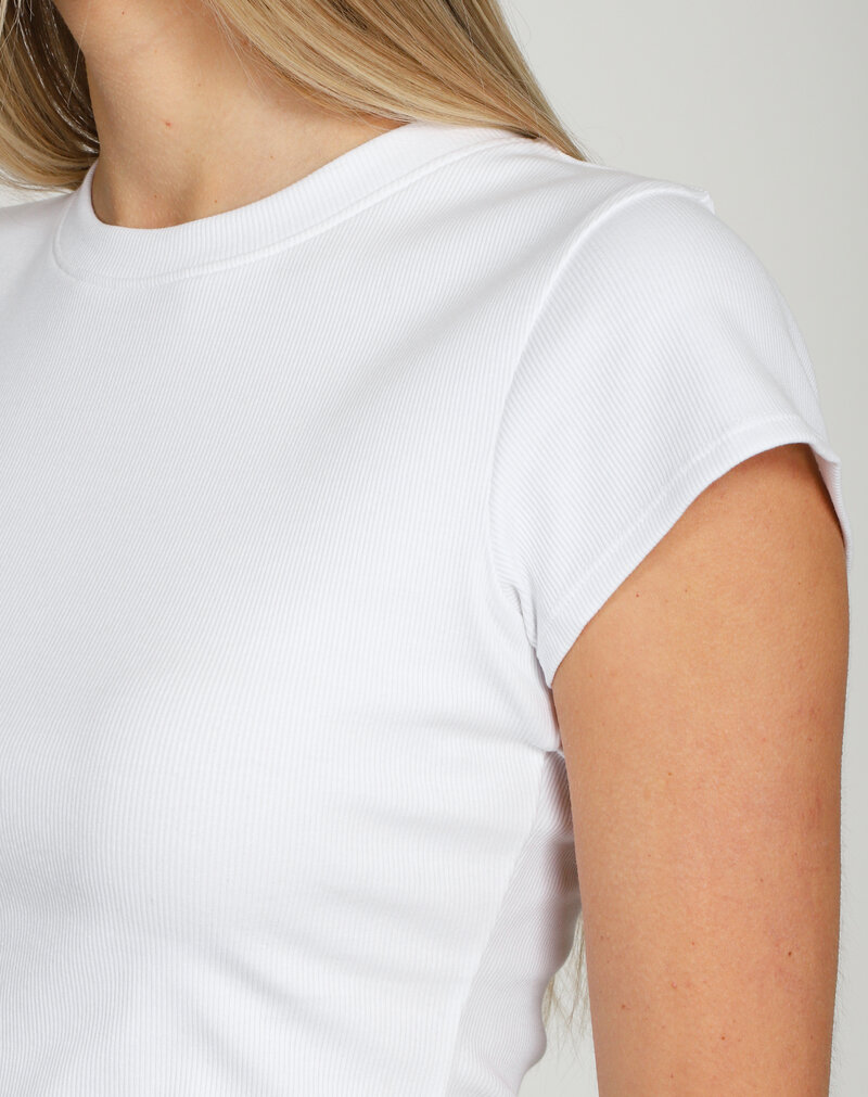 Brunette The Label Ribbed Fitted T-shirt w/ Cap Sleeve
