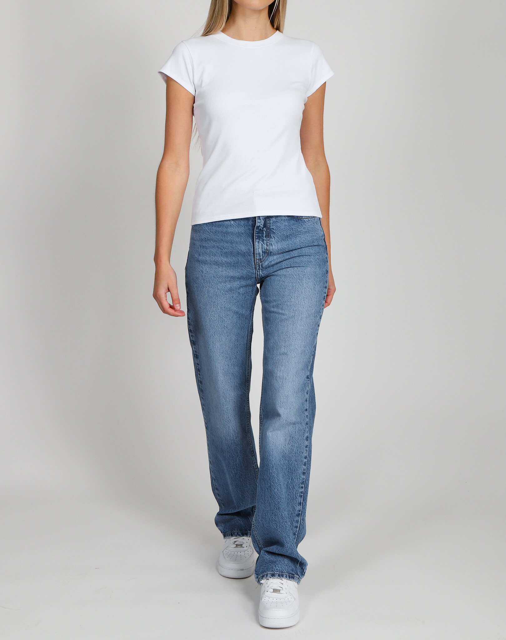 Brunette The Label Ribbed Fitted T-shirt w/ Cap Sleeve