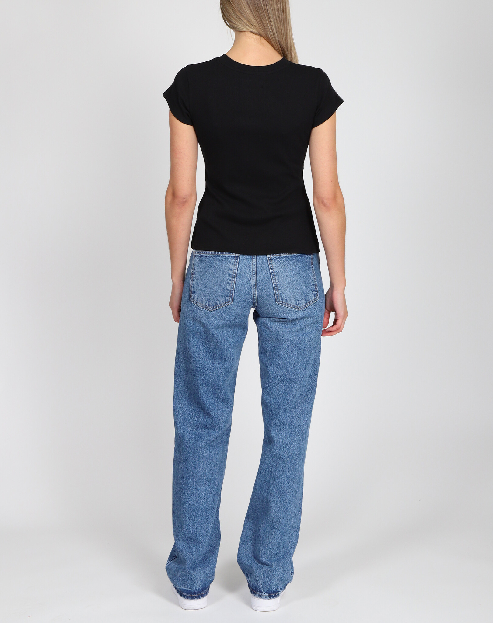 Brunette The Label Ribbed Fitted T-shirt w/ Cap Sleeve