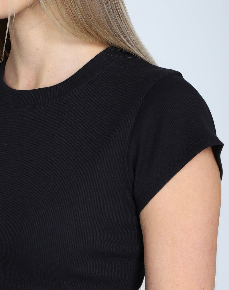 Brunette The Label Ribbed Fitted T-shirt w/ Cap Sleeve