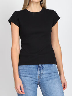 Brunette The Label Ribbed Fitted T-shirt w/ Cap Sleeve