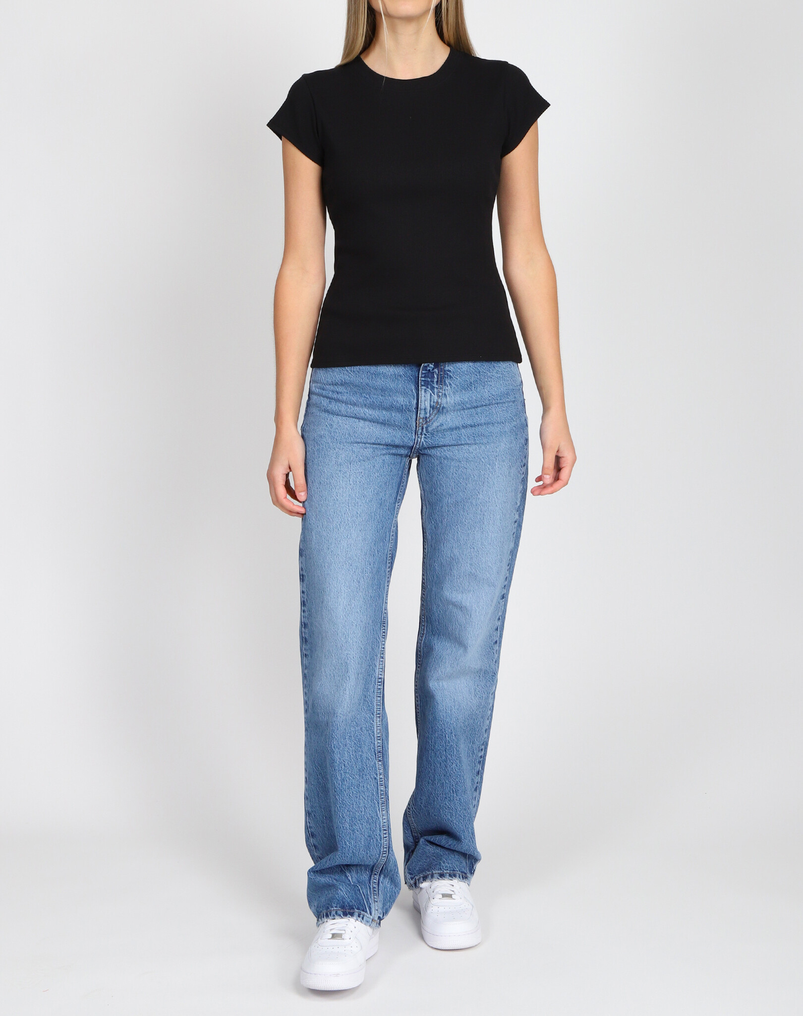 Brunette The Label Ribbed Fitted T-shirt w/ Cap Sleeve