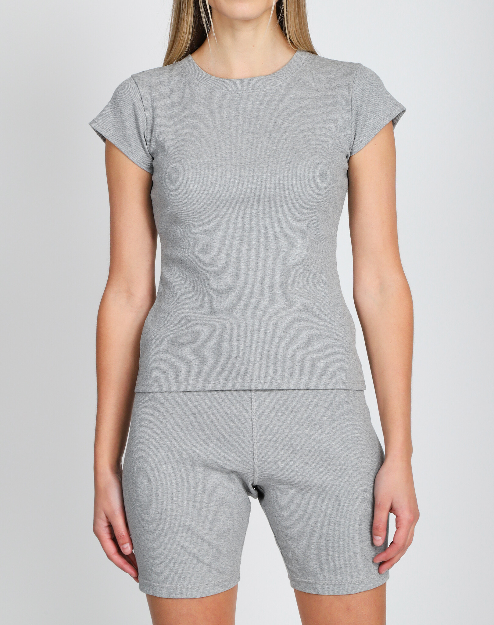 Brunette The Label Cropped Ribbed Fitted Tee