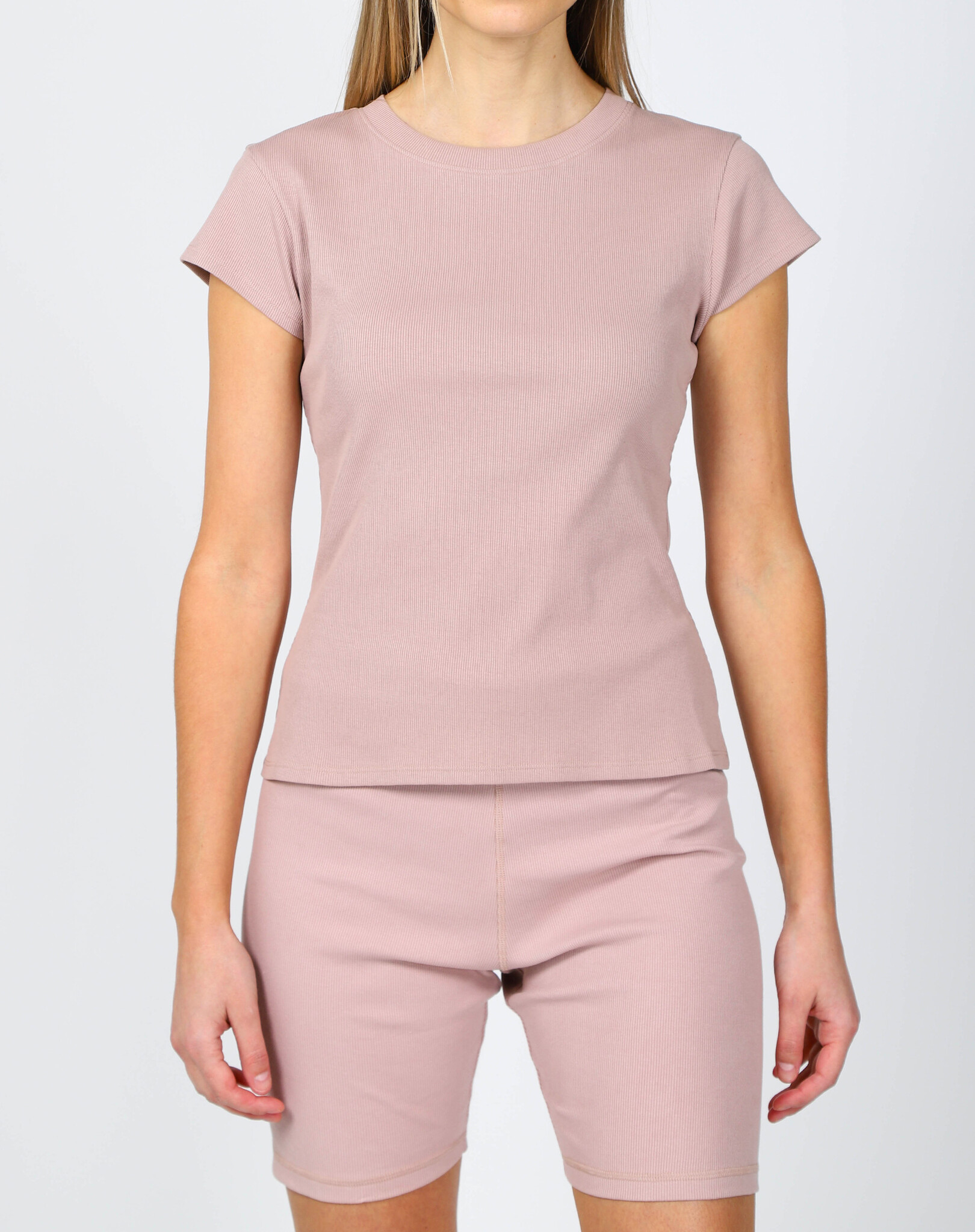 Brunette The Label Cropped Ribbed Fitted Tee