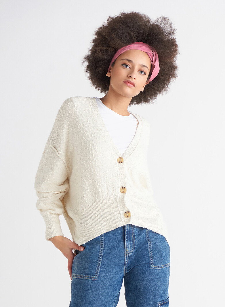 Boucle Button Front Cardigan - Dutch Growers Saskatoon