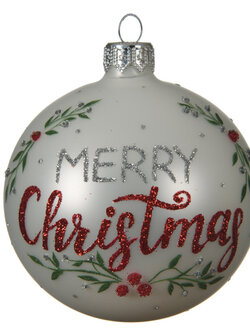 Merry Christmas Bauble Winter White