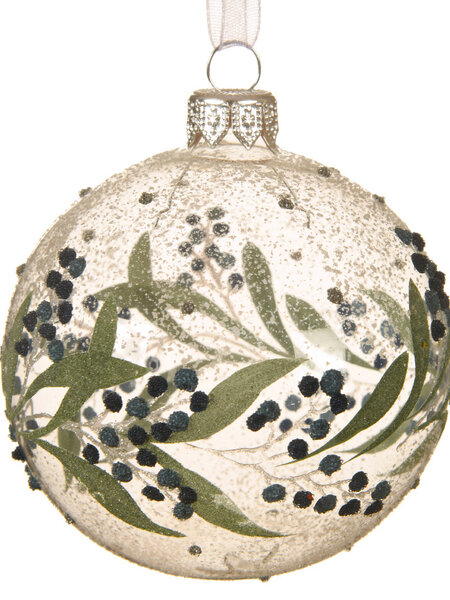 Glass Transparent Bauble with Leaves