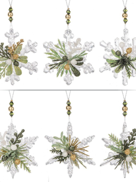 Ganz Teeny Mistletoe Snowflake Ornament Green