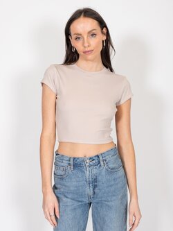 Brunette The Label Cropped Ribbed Fitted Tee