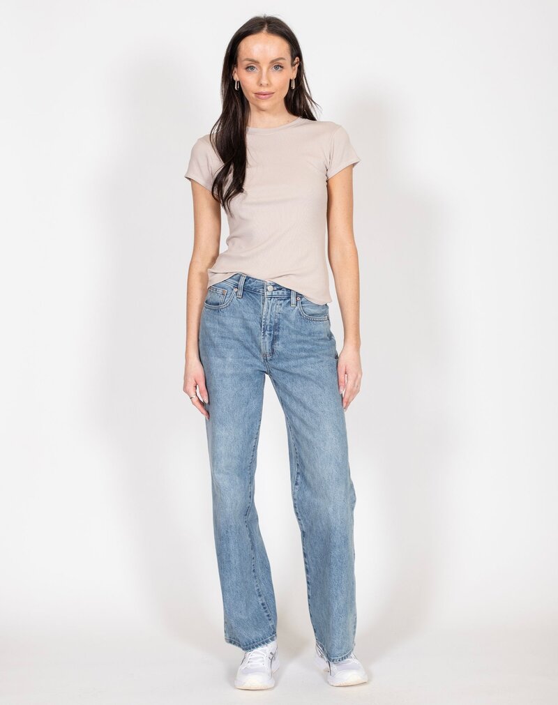Brunette The Label Ribbed Fitted T-shirt w/ Cap Sleeve