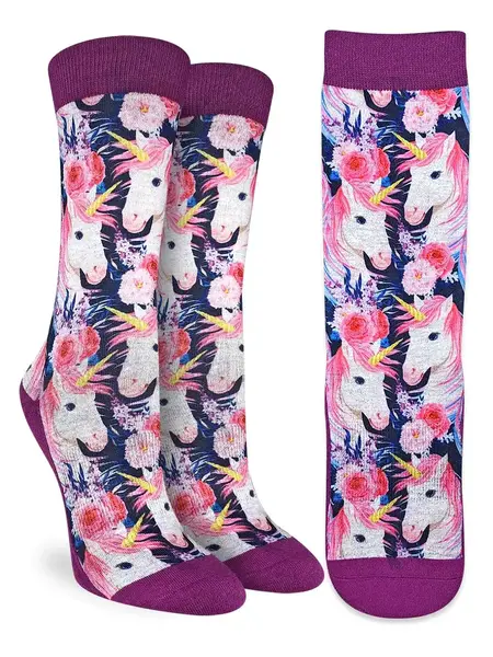 Good Luck Sock Women's Unicorns with Flowers Socks