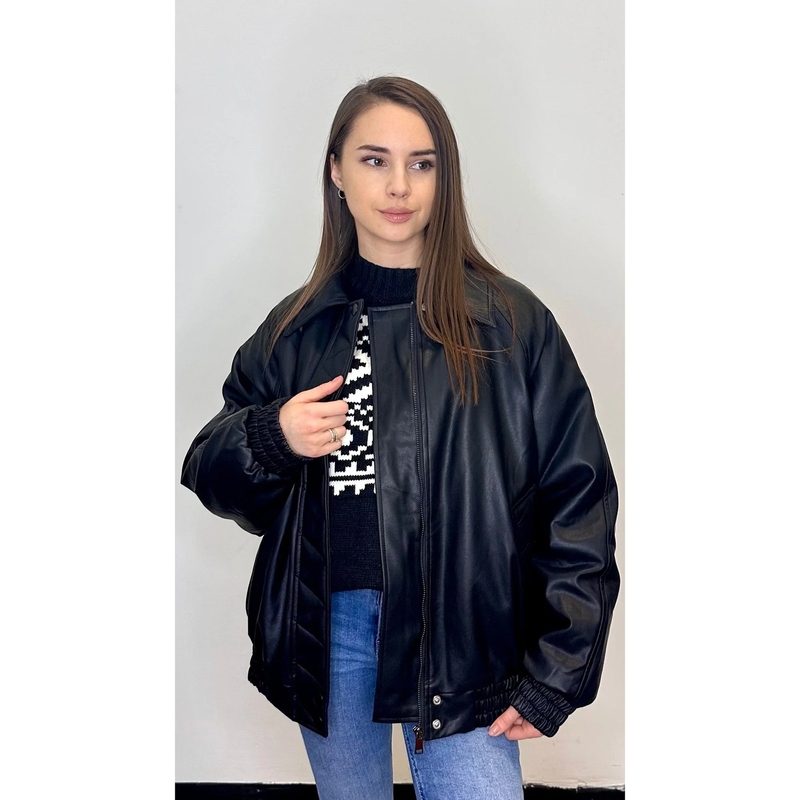 Oversized vegan leather clearance jacket