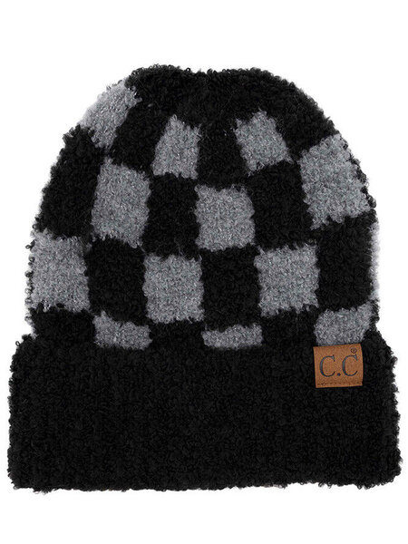 CC Toques Checkered Boucle Cuff Beanie