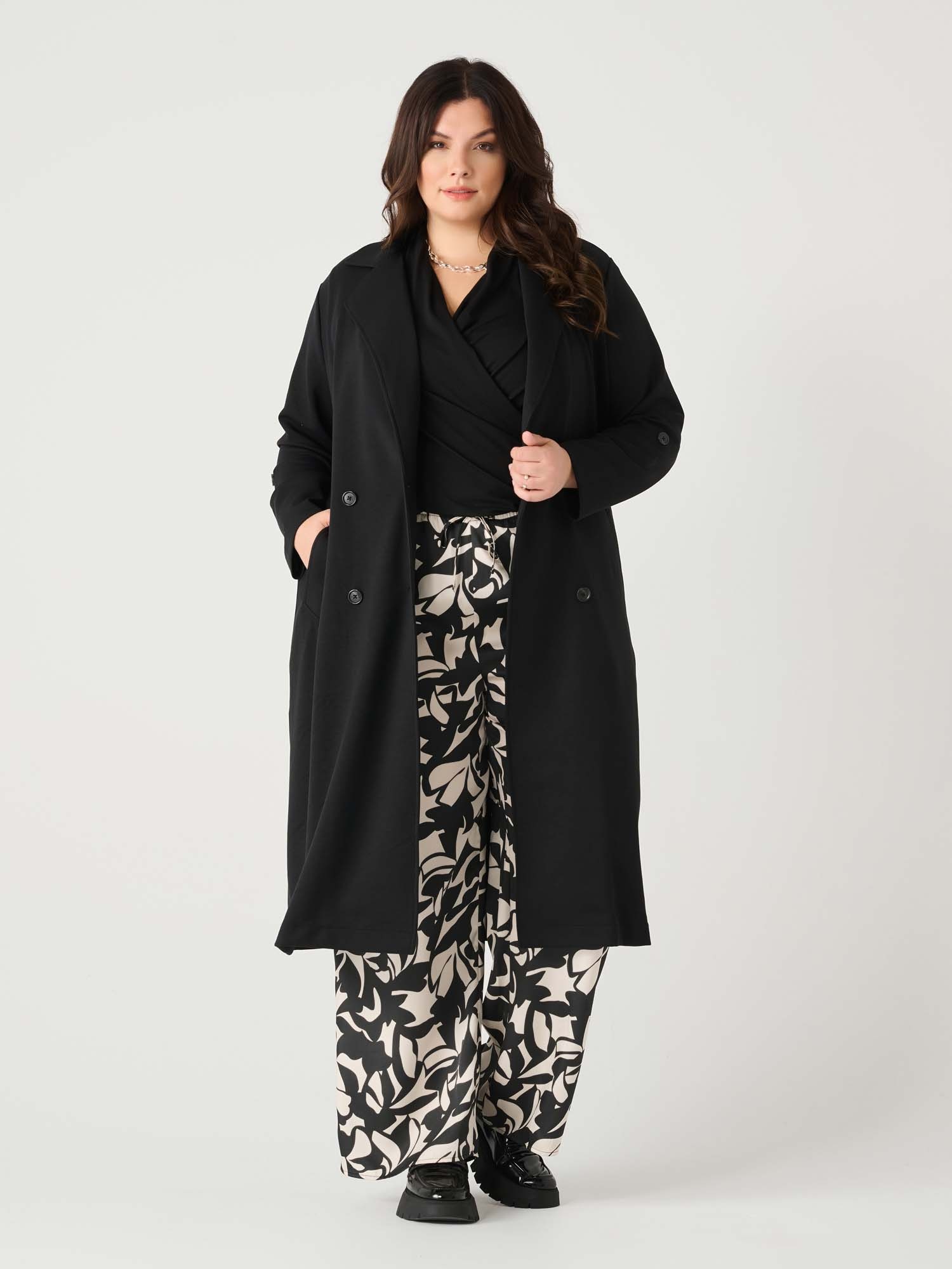 Knit trench coat top