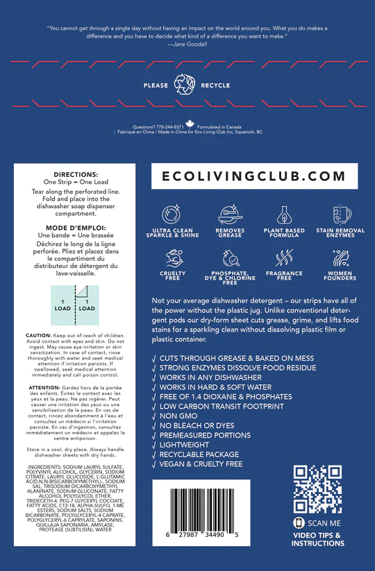 Dishwasher Detergent Strips (Unscented)