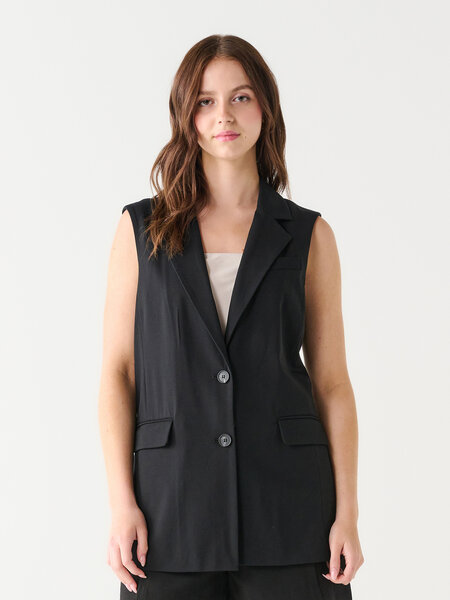 Black Tape Long Sleeveless Blazer