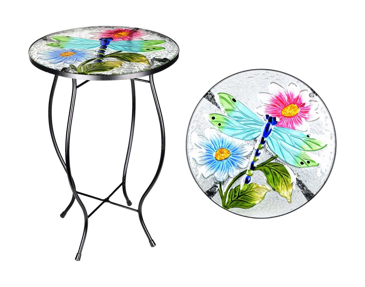 Dragonfly Round Garden Table 14x22"