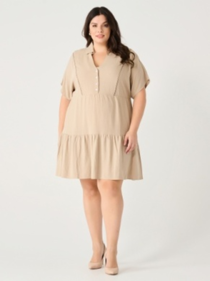 Dex Lace Trim Linen Mini Dress