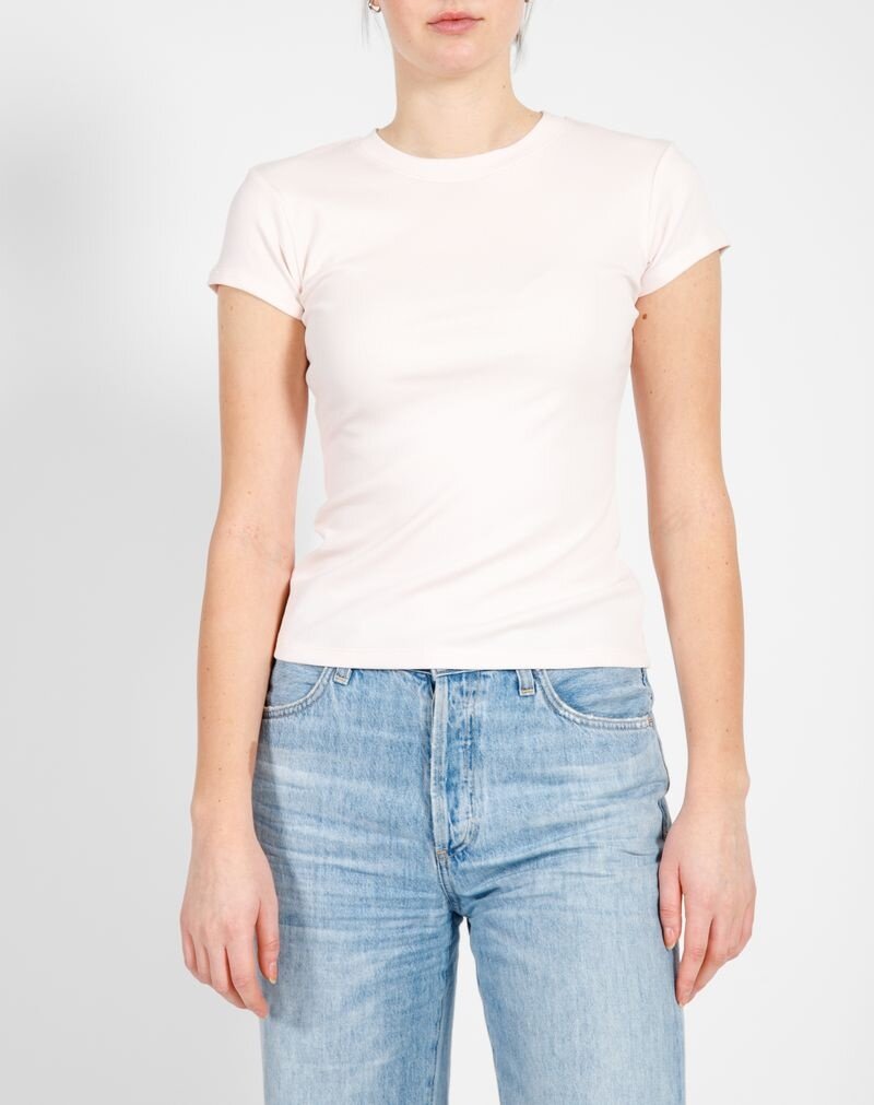 Brunette The Label Ribbed Fitted T-shirt w/ Cap Sleeve