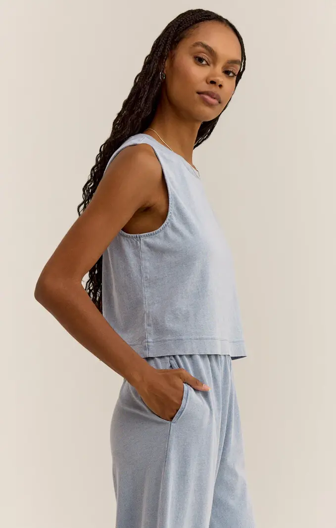 Z Supply Sloane Jersey Denim Muscle Tank