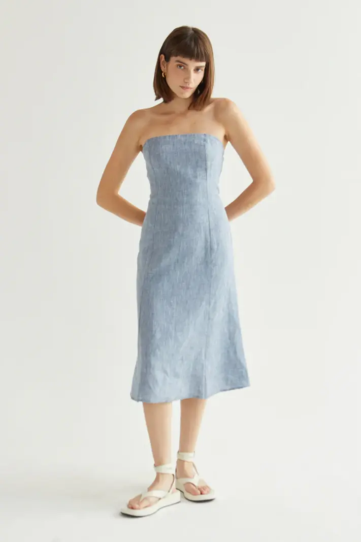 Crescent Sofia Linen Midi Dress