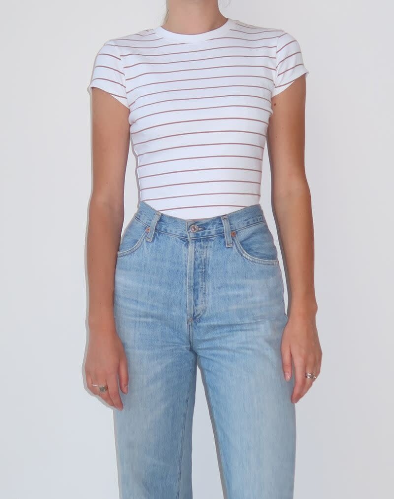 Brunette The Label Ribbed Fitted Tee w Cap Sleeves