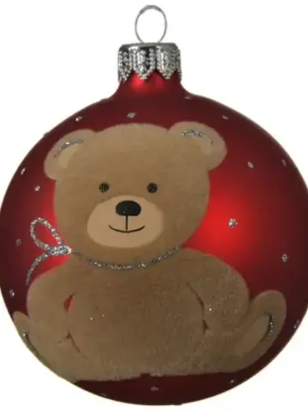 Matte Bauble Teddy Bear Red
