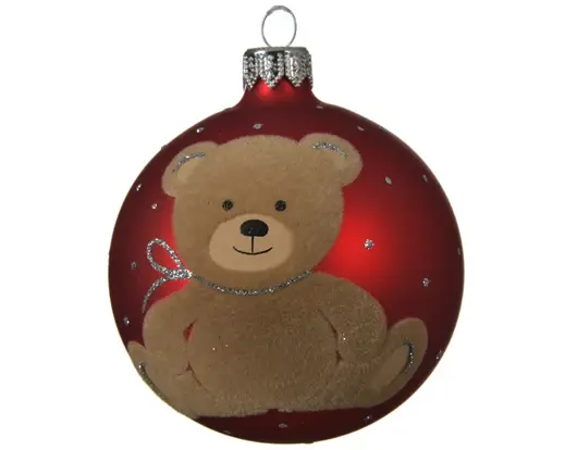 Matte Bauble Teddy Bear Red