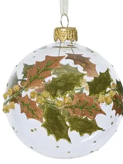 Transparent Bauble with Holly Leaves