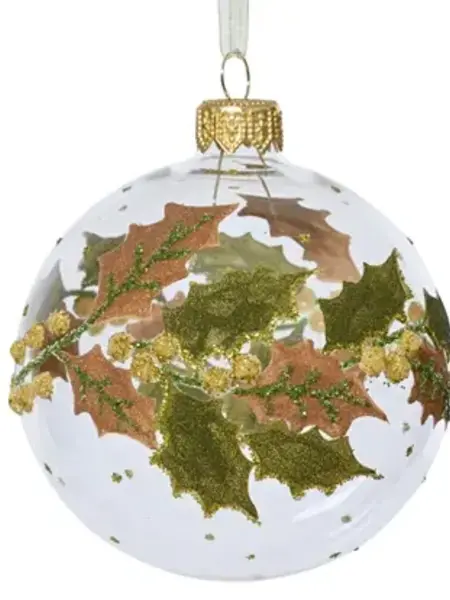 Transparent Bauble with Holly Leaves