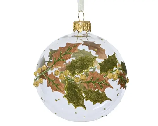Transparent Bauble with Holly Leaves