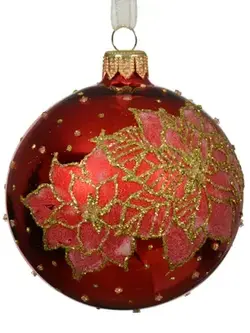 Poinsettia Shiny Bauble Christmas Red