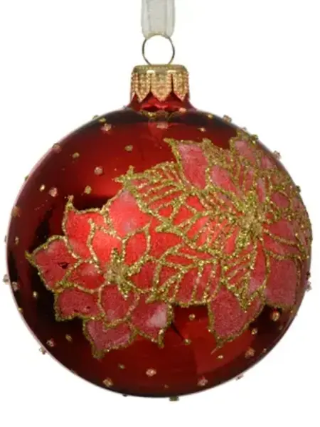 Poinsettia Shiny Bauble Christmas Red