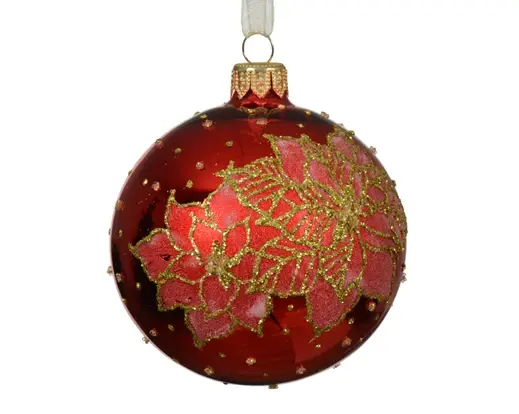 Poinsettia Shiny Bauble Christmas Red