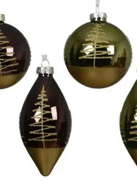 Glass Bauble Glitter Accent Green