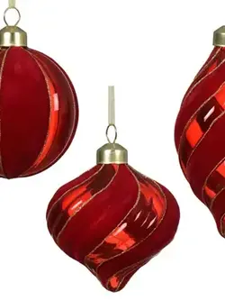 Velvet and Glass Bauble Christmas Red