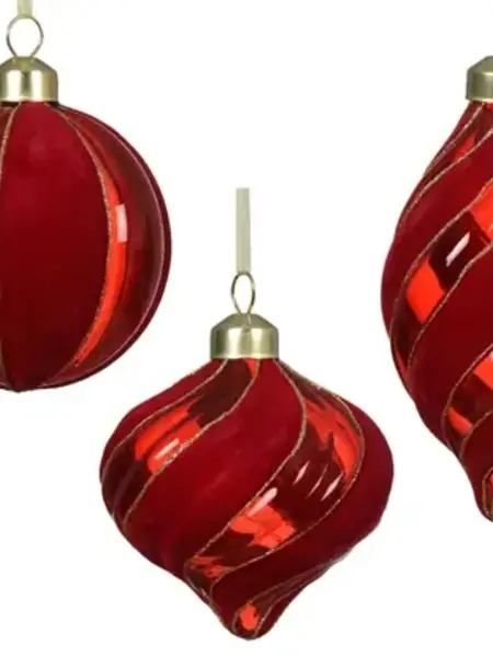 Velvet and Glass Bauble Christmas Red