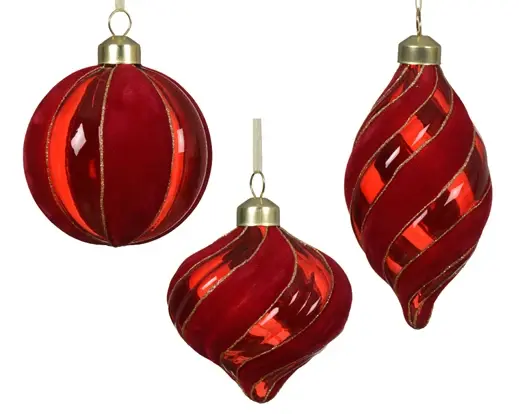 Velvet and Glass Bauble Christmas Red