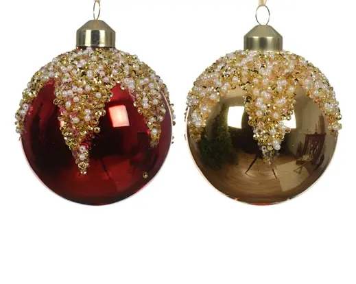 Beaded Frost Round Bauble